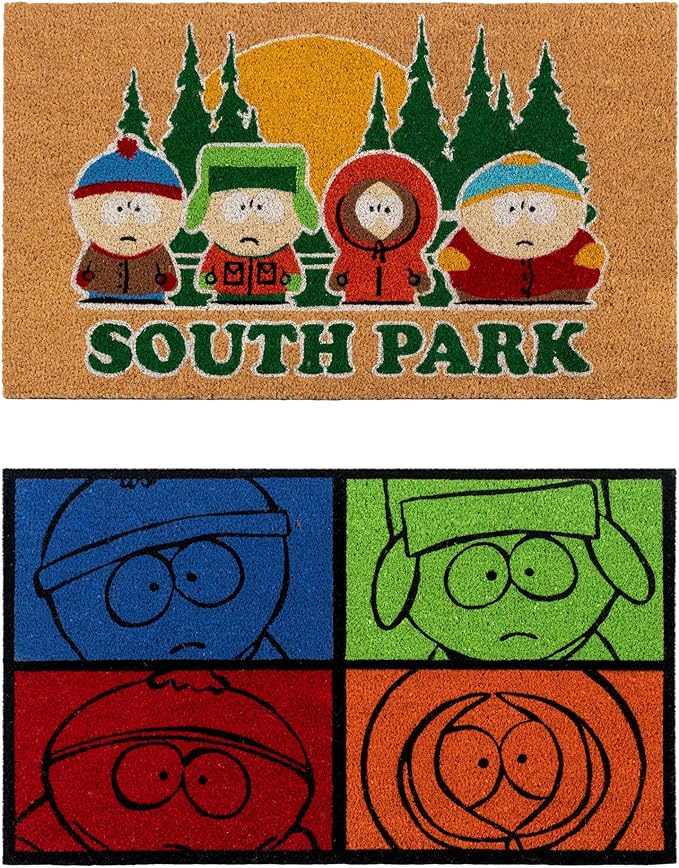 Gertmenian Coir Doormat - 2x3 Welcome Mat (2-Pack), Ideal for High Traffic Areas in Front Door, Garage, Entryway - South Park Gang/South Park Blocks, 80010