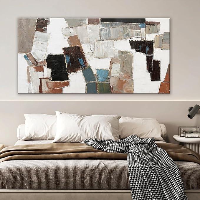 Abstract Wall Art Large Canvas Wall Art Decor Modern Wall Art Decor Minimalist Geometric Line Wall Decor Artwork for Walls Textured Wall Art Prints For Room Living Room Bedroom Office Wall Decor 29"X58"