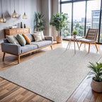 CAMILSON Easy Jute Rug 8x10, Indoor Outdoor Grey Color Area Rugs for Living Room Farmhouse Patio and Kitchen Rug, Solid Boho Woven Design, Easy-Cleaning, Washable Outside Carpet Alfombras (8 x 10)