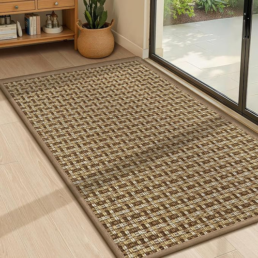 LEKEEPGO Door Mat Indoor Entrance 24"x36", Absorbent Indoor Door Mat, Non Slip Rubber Backing Inside Door Mats, Washable Floor Mat, Low-Profile Doormat for Front Door, Entryway, Entrance, Brown