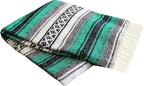 Del Mex Classic Mexican Blanket, Large Authentic Woven Falsa Throw (70"x50"), Artisan Southwest Décor for Beach, Yoga, Outdoors (Teal)