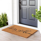 Barnyard Designs Natural Coco Coir Heavy Duty Backing Doormat - Large Cute Non-Slip Front Door Welcome Mat for Outside Entrance or Porch Entry, Brown (24x36, Y'all)