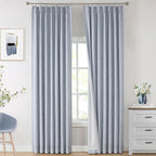 Vision Home Chambray Blue Pinch Pleated Full Blackout Curtains Room Darkening Window Curtains 84 inch for Living Room Bedroom Thermal Insulated Pinch Pleat Drapes with Hooks Back Tab 2 Panel 40"Wx84"L