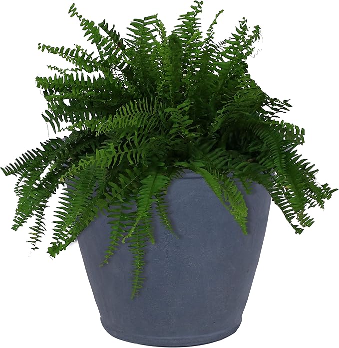 Sunnydaze 24-Inch Anjelica Large Plastic Pot for Plants - Outdoor Polyresin Round Planter with Drillable Drainage Holes - Slate