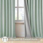 RAIN CITY Light Green Linen Blackout Curtains 72 Inch Long for Living Room,2 Panels Pinch Pleated Drape with Hooks Back Tab Boho Decor, Textured Full Black Out Curtains for Bedroom 50 x 72