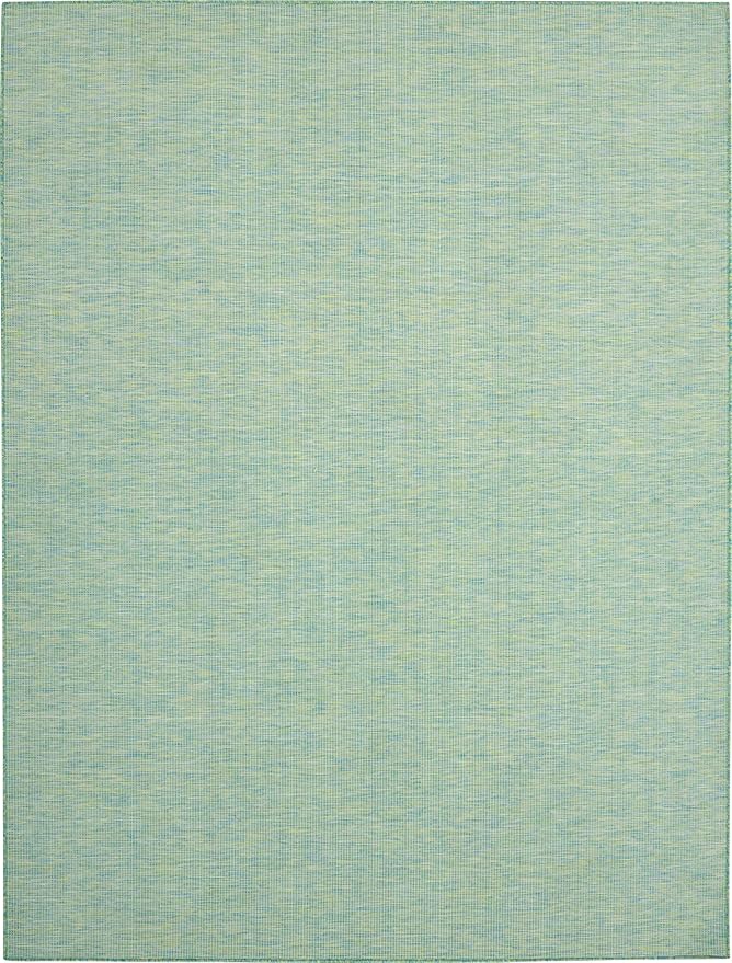 Nourison Positano Indoor/Outdoor Blue/Green 9' x 12' Area Rug, Easy Cleaning, Non Shedding, Bed Room, Living Room, Dining Room, Backyard, Deck, Patio (9x12)