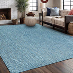 Washable Indoor Outdoor Rug 9x12 Weather Resistant Area Rugs Modern Solid for Porch Deck Balcony Backyard Patio Outside Carpet (9 X 12 Aqua Blue)