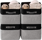 DECOMOMO Storage Baskets for Shelves - Fabric Closet Organizers and Storage Bins, Perfect Baskets for Organizing Closet Toys Nursery (Grey and Black, Large - 4 Pack)