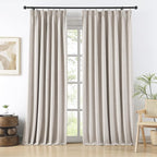Extra Wide Patio Door Curtains 70 in Wide,Thermal Room Separator Decor Sunroom Weather Curtain 70 x 108 with Grey Backing Floor to Ceiling Tall Curtains for Living Room Long Large Beige Color 2 PCs