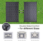 OLANLY Outdoor Rug 6x9 ft Waterproof, Outdoor Plastic Straw Rug with Geometric Pattern Clearance, Reversible RV Mat for Patio, Camping, Balcony, Deck, Backyard, Black & Grey