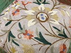 Beige Floral Pillow Cover Taupe Flower Traditional Hand Embroidered Pillowcase Traditional Outdoor Cushion Suzani Couch Flowery Needlepoint Chair Cushion Wool Size - 18x18