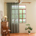 Sutuo Home Olive Green Boho Curtains 96 inches Long for Living Room Bedroom,Crochet Lace Sheer Bohemian Hollow Knitted Handmade Tassels, Vintage Farmhouse Xmas Decor, 1 Panel 59" W x 96" L