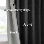 RAIN CITY Black Blackout Curtains 100 Inches Long, Custom Made Textured Linen Black Out Pleated Look Curtains with Hooks Window Drapes for Bedroom Living Room-50x100-inch 2 Panels Set