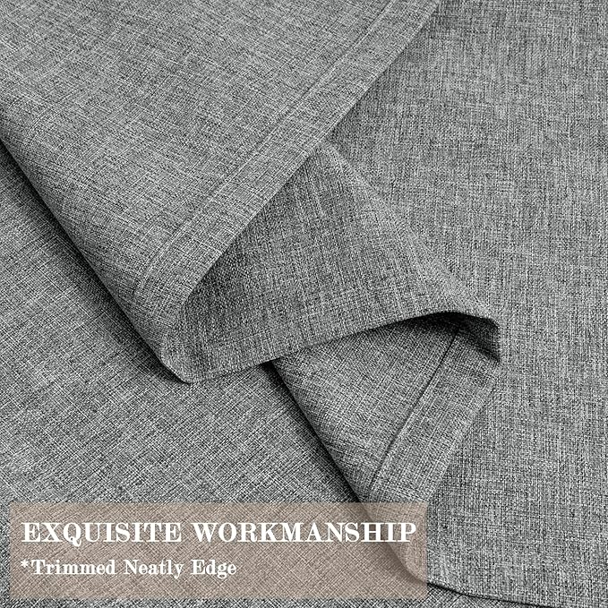 Mid Grey Pinch Pleat 100% Blackout Drapes Linen Blend, Room Divider, Room Darkening, Energy Saving, Furniture Protecting, Light Blocking Extra Wide Privacy Curtains, 200Wx108L, 1 PC