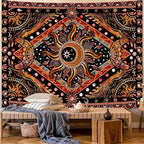 Lunerfex Hippie Sun and Moon Tapestry Bohemian Celestial Tapestry Aesthetic Tapestries for Bedroom and Living Room Decor Sun and Moon 60×80 Inches