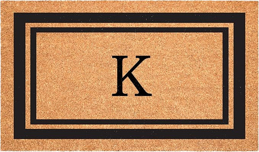 Calloway Mills 152963048K Black Border 30" x 48" Monogram Doormat Letter (K)