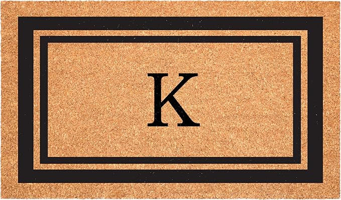 Calloway Mills 152962436K Black Border 24" x 36" Monogram Doormat, (Letter K)