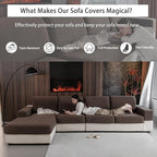 Couch Cushion Covers for Sectional Sofa, Stretch Soft Sofa Slipcovers Washable Wear-Resistant Universal Furniture Protector for Living Room(3 Seaters Covers, Brown)