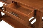 Solid Wood Console Table Entryway Table with Storage Drawers and Shelves Sofa Tables (42" Brown)