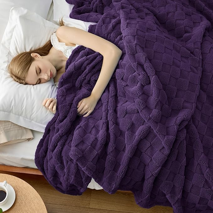 Bedsure GentleSoft Blankets Queen Size for Bed - Super Soft Cozy Blanket for Women Men Girls, Large Fuzzy Fleece Throw for Bedroom Decor, Purple, 90x90 Inches