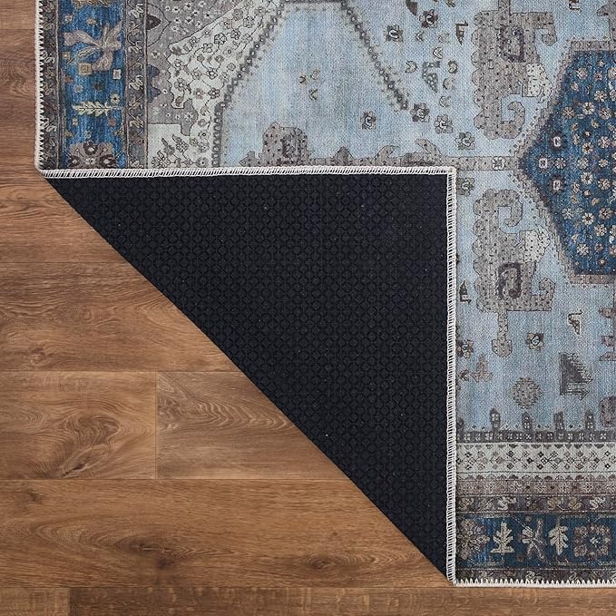 Keen Home Design 8x10 Rug - Machine Washable Area Rug with Non-Slip Backing, Ideal for Living Room, Dining Room, Bedroom - Vintage, Easy Clean, Durable, Low Pile Rug - (8' x 10')