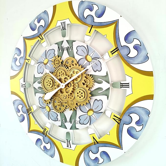 The Gears Clock Wall Clock Italy Collection with Moving Gears (Minori, 36 inch Round)