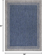 Bordered Outdoor Rug 5x7 Washable Outside Carpet for Indoor Patio Porch Waterproof Easy Cleaning Non Shedding Area Rugs Navy 5 x 7