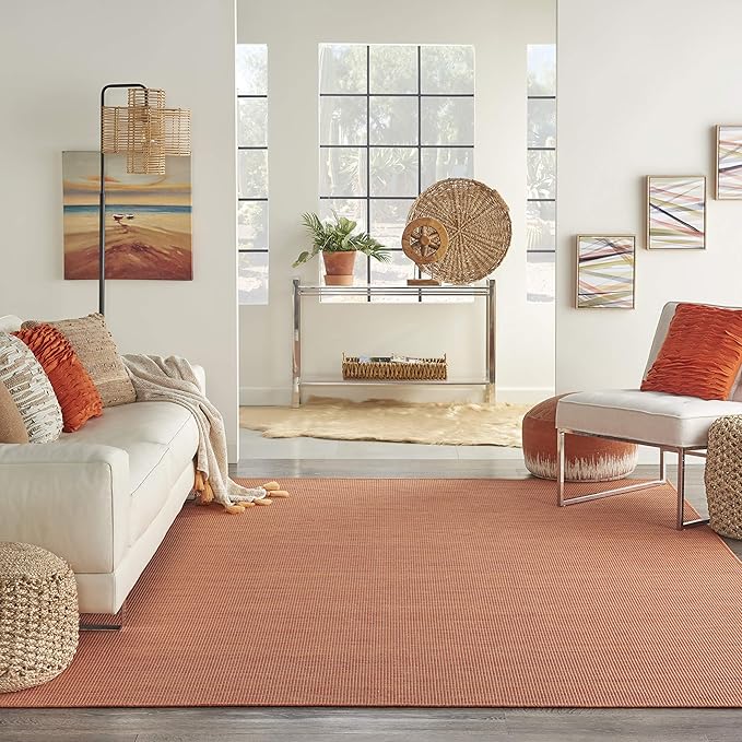Nourison Positano Indoor/Outdoor Terracotta 2'2" x 12' Area Rug, Easy Cleaning, Non Shedding, Bed Room, Living Room, Dining Room, Backyard, Deck, Patio (2x12)