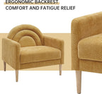 Accent Chair Reading Chair with Armrest, Small Comfy Chair for Small Spaces, Modern Linen Upholstered Armchair for Bedroom & Living Room, Single Sofa Chair with Wood Legs, Easy Assembly (Yellow)