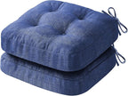 Chair Cushions, Dining Chair Cushions, Tufted Indoor Chair Pads, Set of 2, Navy Blue, 16.5'' x 16.5'' x 3.5''