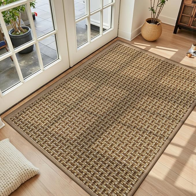 LEKEEPGO Door Mat Indoor Entrance 36"x59", Absorbent Indoor Door Mat Large, Non Slip Rubber Backing Inside Door Mats, Washable Floor Mat, Low-Profile Doormat for Front Door, Entryway, Entrance, Brown