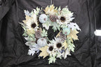 Admired By Nature 24 Inch Artificial Pumpkin Sunflower Fall Wreath Wall Door Farmhouse Decor For Home Office Thanksgiving Harvest Wreaths For Front Door Cemetery Wreaths Indoor Outdoor, Rustic White