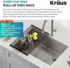 Kraus Multipurpose Over-Sink Roll-Up Dish Drying Rack, Colander and Trivet in Dark Grey, KRM-10DG