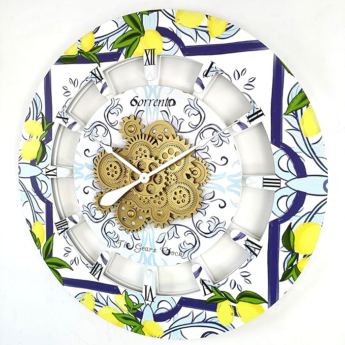 The Gears Clock Wall Clock Italy Collection with Moving Gears (Sorrento, 36 inch Round)