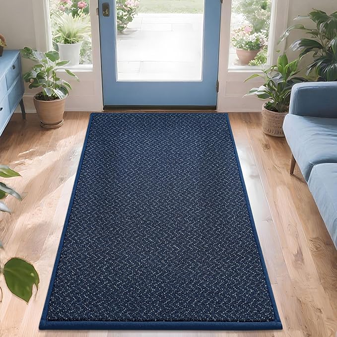 COSY HOMEER-Door-Mat 36"x60" Non Slip Absorbent Entryway Rugs Dirt Trapper Doormats Washable Entrance Mats Low Pile Welcome Floor Mat for Front Back Door and Entry Mats,Navy Blue