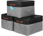 OrganiHaus Extra Large Fabric Storage Bins for Shelves 16x13in, Closet Storage Baskets for Shelf Organizing, Canvas Rectangle Bins for Organization, Linnen Baskets for Organizing - Gray/Black