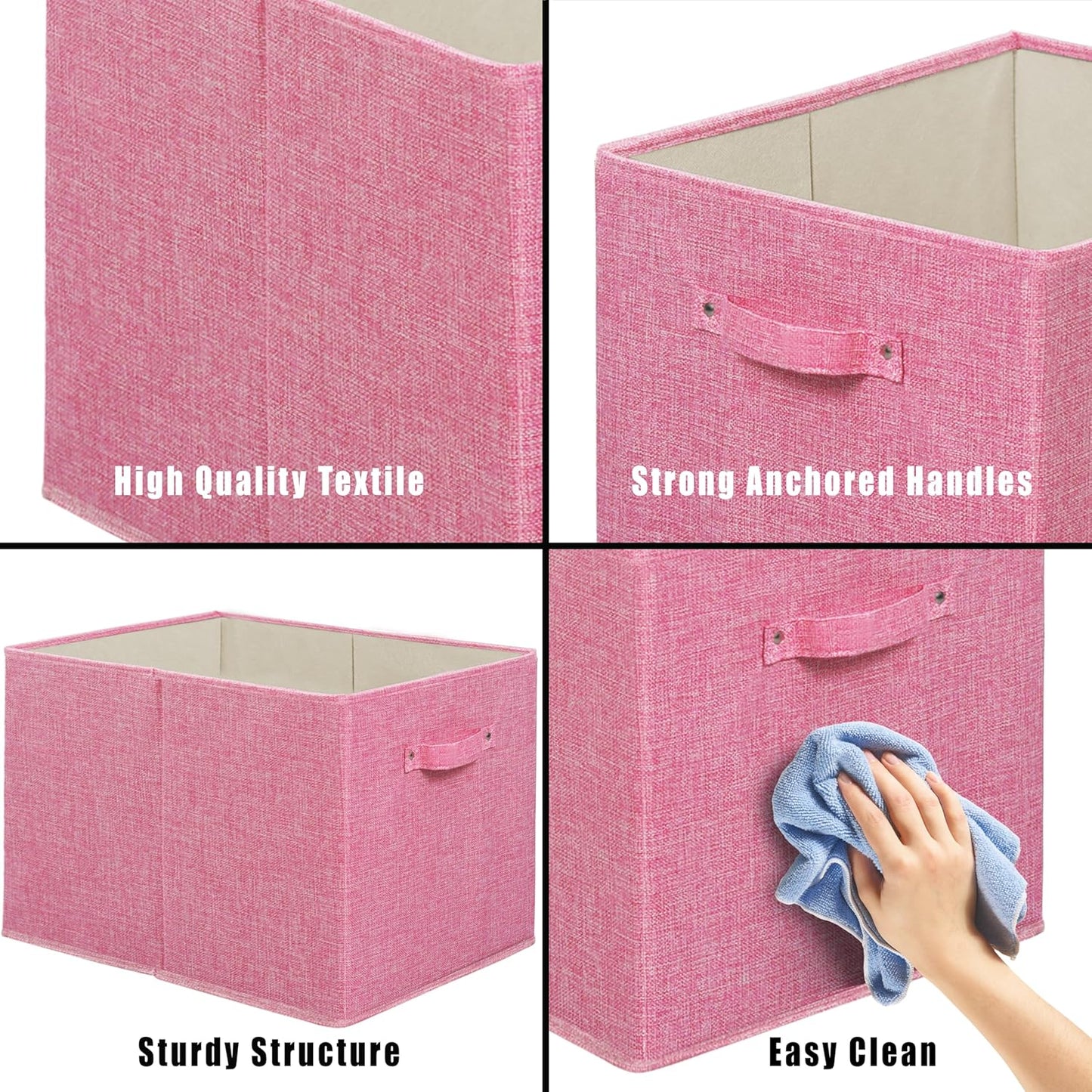 SIMPLE HOUSEWARE Collapsible Fabric Storage Bin 15x13 Inch - 2 Pack Pink