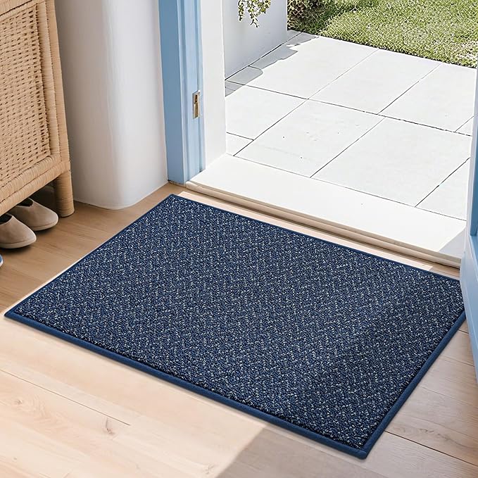 COSY HOMEER-Door-Mat 20" x 32" Non Slip Absorbent Entryway Rugs Dirt Trapper Doormats Washable Entrance Mats Low Pile Welcome Floor Mat for Front Back Door and Entry Mats,Navy Blue