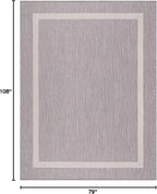 Bordered Outdoor Rug 6x9 Washable Outside Carpet for Indoor Patio Porch Waterproof Easy Cleaning Non Shedding Area Rugs Gray 6 x 9