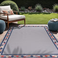 Beverly Rug Outdoor Rug 5x7 Modern Bordered Area Rugs for Indoor and Outdoor Patio Easy to Clean Non Shedding Living Room Porch Garden Washable Outside Carpet (5 x 7 Gray)