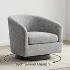 CHITA Swivel Accent Chair, FSC Certified Upholstered Fabric Barrel Chair for Living Room, Fully Assembled, Pebble Grey