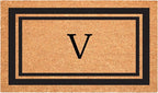 Calloway Mills 152962436V Black Border 24" x 36" Monogram Doormat, (Letter V)