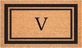 Calloway Mills 152961830V Black Border 18" x 30" Monogram Doormat, (Letter V)