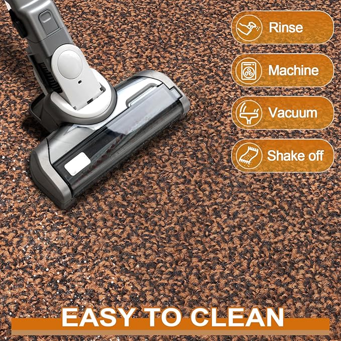 Mibao Front Door Mat, Dirt Trapper Welcome Mat for Outdoor Indoor, Non-Slip Waterproof Doormat, Durable Machine Washable Low Profile Entry Rug for Back Door Outside Patio Porch, 30" x 18", Brown