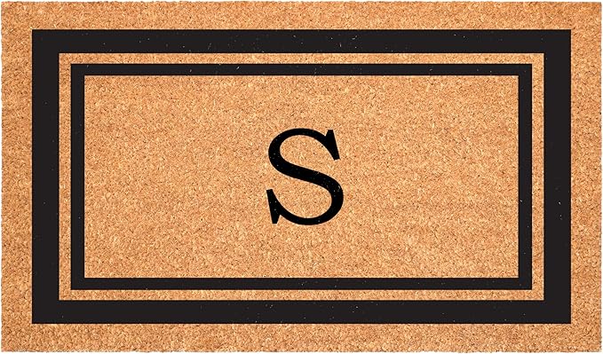 Calloway Mills 152962448 Black Border 24" x 48" Monogram Doormat (Letter S)