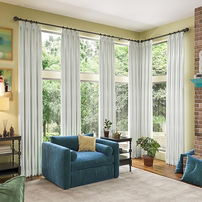 RAIN CITY Natural Blackout Curtains 96 Inch Long 2 Panels Set,Back Tab/Rod Pocket/Pleated Look with Hooks,Linen Blend Textured Rustic Farmhouse Heat Insulated Summer Drapes for Living Room 50W x 96L