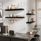 BAMEOS Floating Shelf,Wall Shelf,Decor Wall Mounted Shelves,Hanging Shelf Set L24xW6 for Bathroom Kitchen Living,Kitchen,Room Bedroom Storage,Black