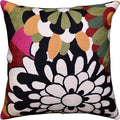 Black Daisy Floral Pillow Cover Flower Pillowcase Outdoor Suzani Accent Cushion Traditional Chair Cushions Hand Embroidered Wool Size - 18x18