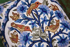 Blue Tree of Life Pillow Cover Blues Birds Floral Decorative Pillowcase Flower Outdoor Suzani Cushion Needlepoint Hand Embroidered Wool Size - 18x18