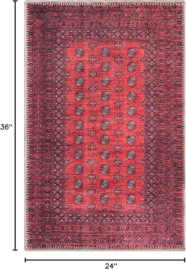 Keen Home Design 2x3 Rug - Machine Washable Entry Rug with Non-Slip Backing, Ideal for Enteryway, Kitchen, Bathroom, Laundry Room - Vintage, Easy Clean, Durable, Low Pile Rug - (2' x 3')